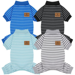 XPUDAC striped dog pajamas in blue, cozy sleepwear for small dogs.