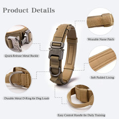 Xqpetlihai tactical dog collar control handle brown enables guided walks