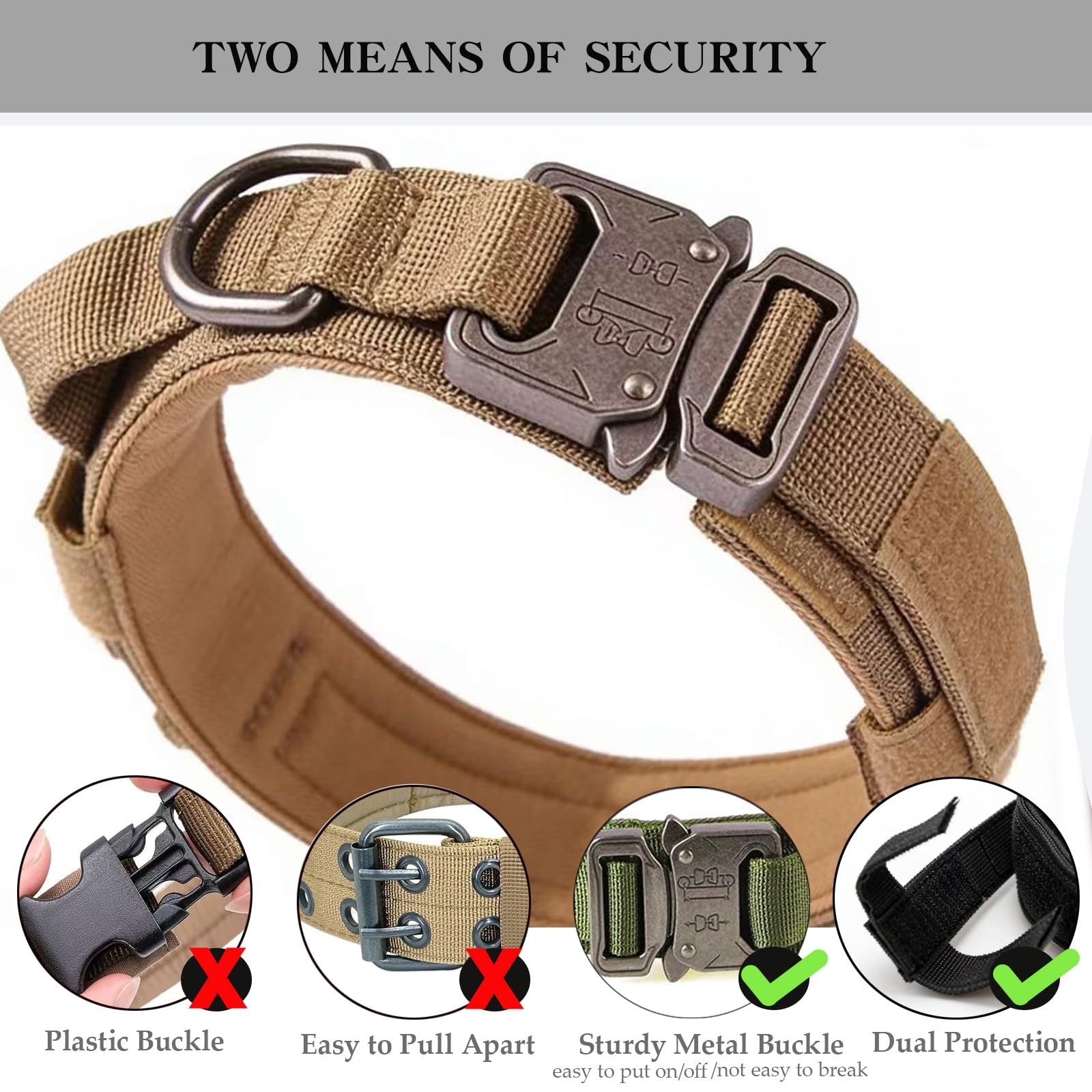 Xqpetlihai tactical dog collar durable nylon for rugged outdoor use