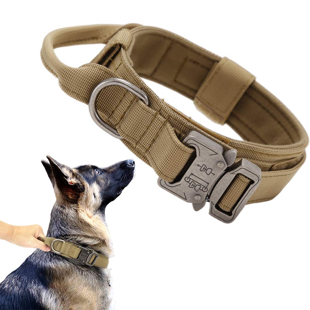 Xqpetlihai tactical dog collar nylon buckle brown for secure daily wear