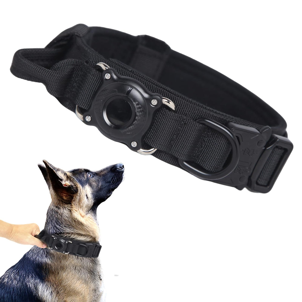 Xqpetlihai Upgraded AirTag Dog Collar closeup with rugged nylon and secure buckle
