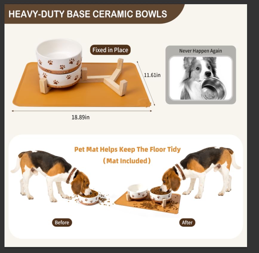 XRBEOU elevated wooden stand promotes a comfortable feeding posture for pets