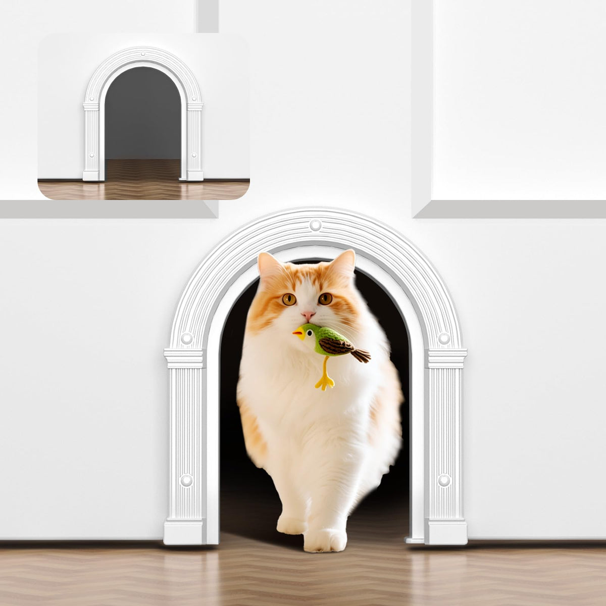 XREY cat door interior no-flap white finish enables discreet pet access.