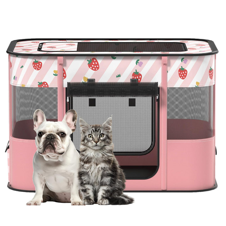 XRG dog and cat pop play pen pink with large space for safe indoor play