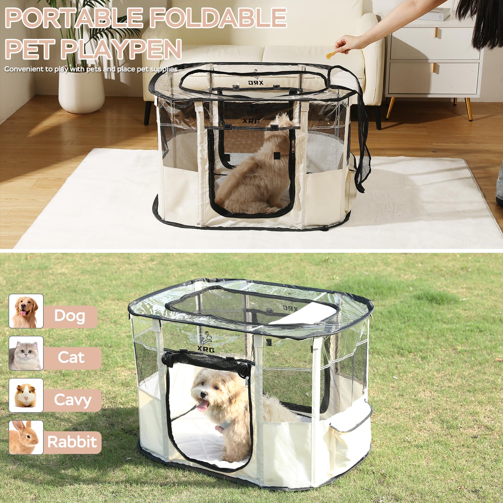 XRG Play Pen featuring a side pocket for storing small essentials.