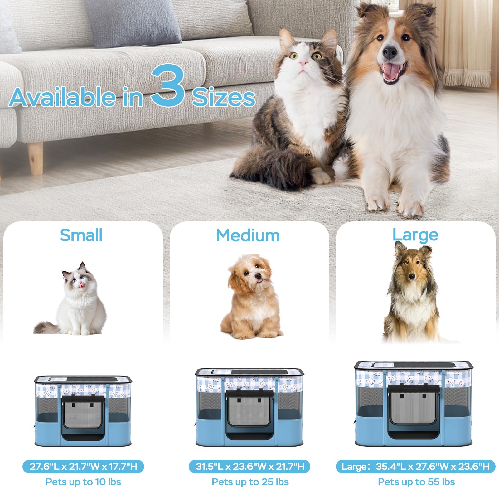 XRG portable pet playpen blue indoor and outdoor versatility in use