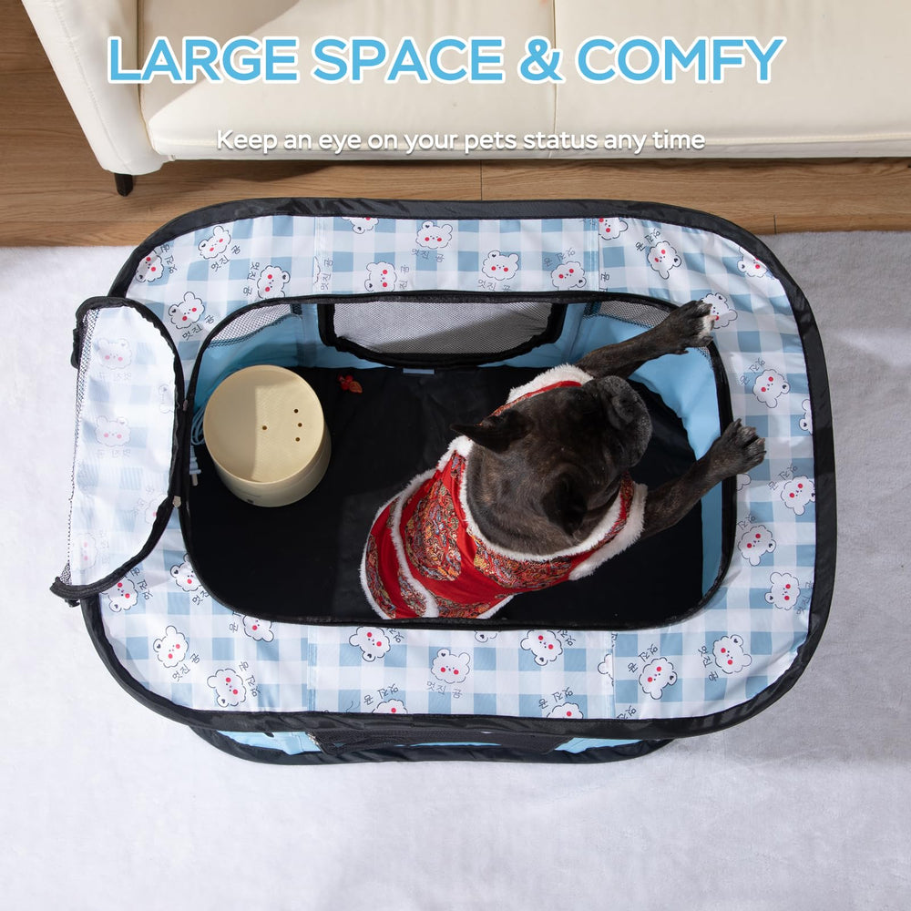 XRG portable pet playpen blue side pocket for small items