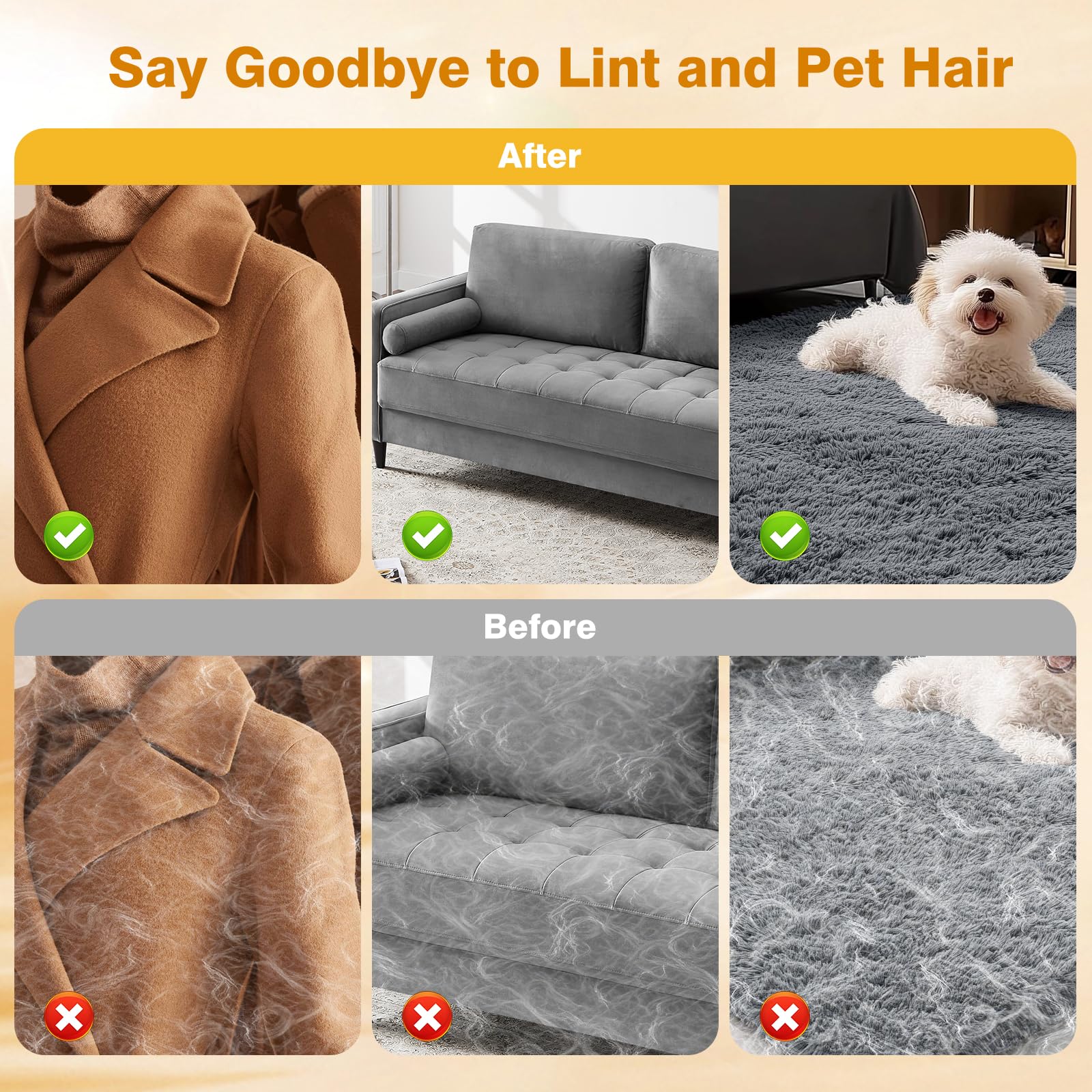 Xsdlssly electrostatic fur pickup grabs loose hairs from fabric without mess.