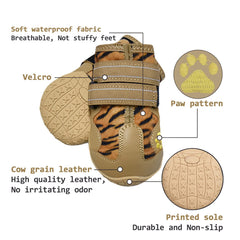 XSY&G leopard dog boots size 7 sole detail with anti-slip tread for stability