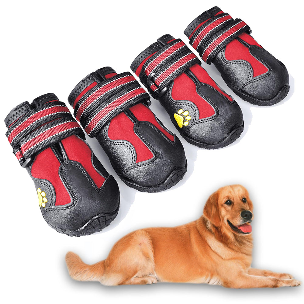 XSY&G dog boots front view showing waterproof exterior for outdoor protection