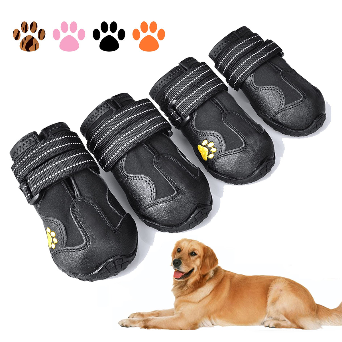 XSY&G dog boots waterproof outer shell with rugged anti-slip sole for all-weather protection.