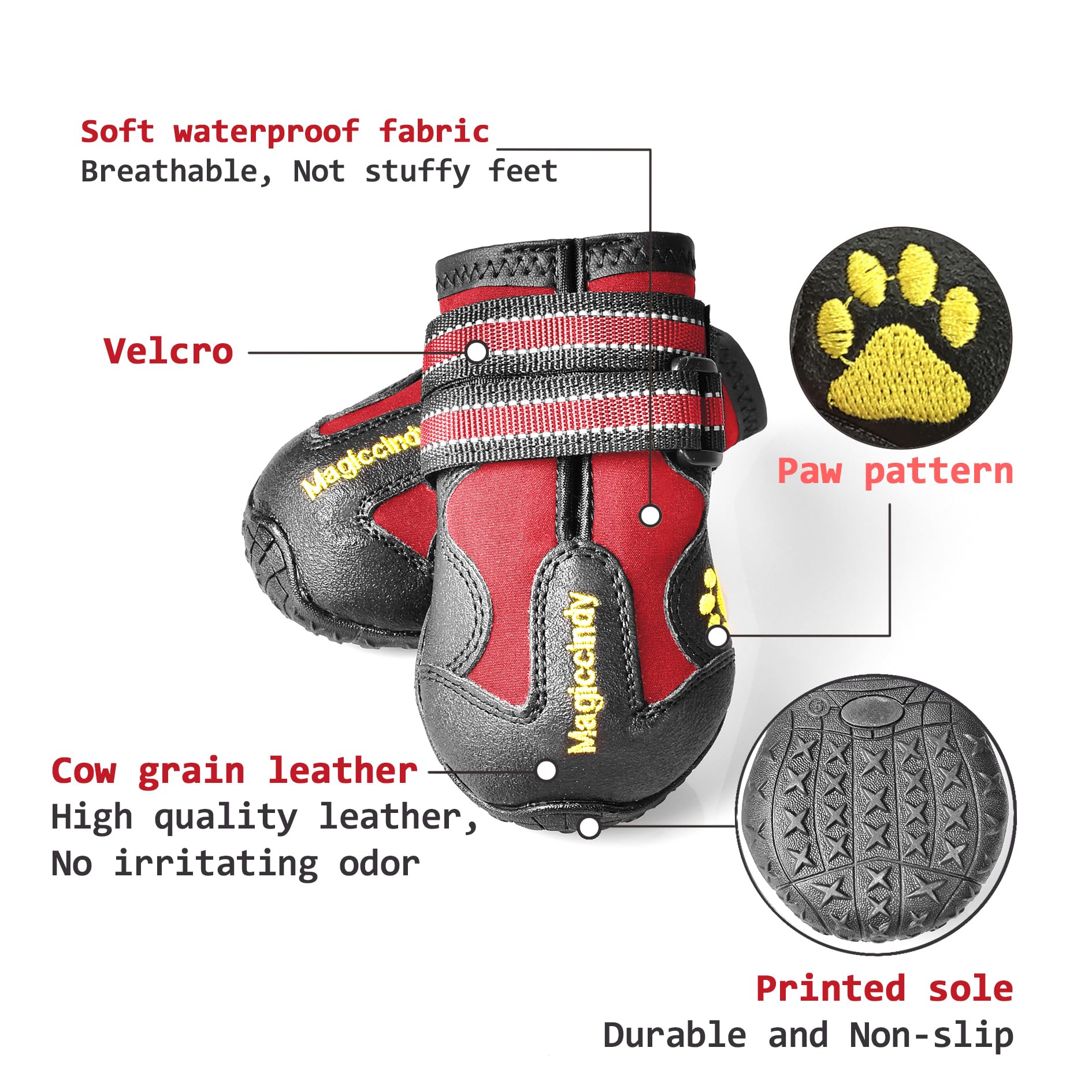 XSY&G dog boots with reflective strips improving night visibility