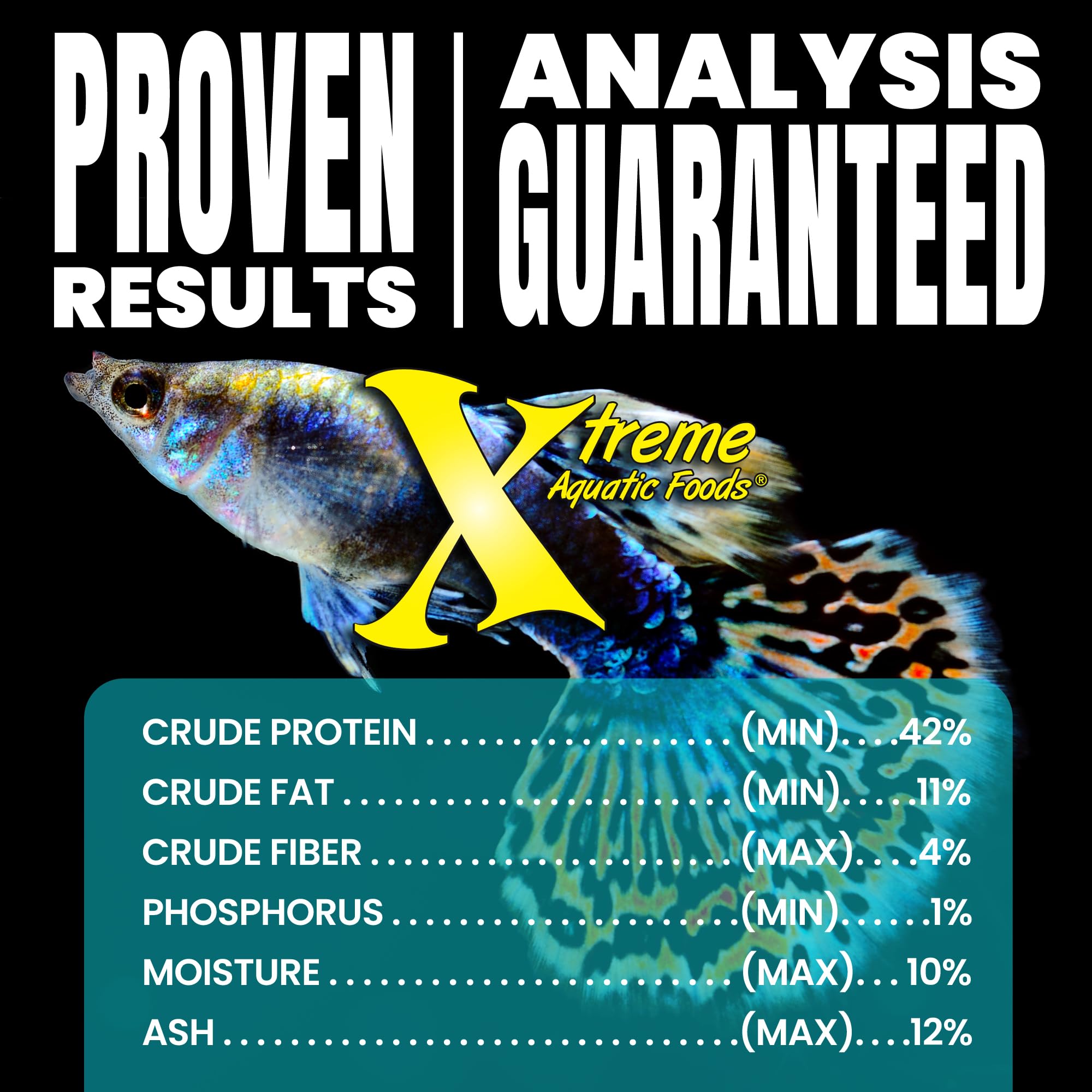Xtreme Aquatic Foods feeding scene with tropical and freshwater species.