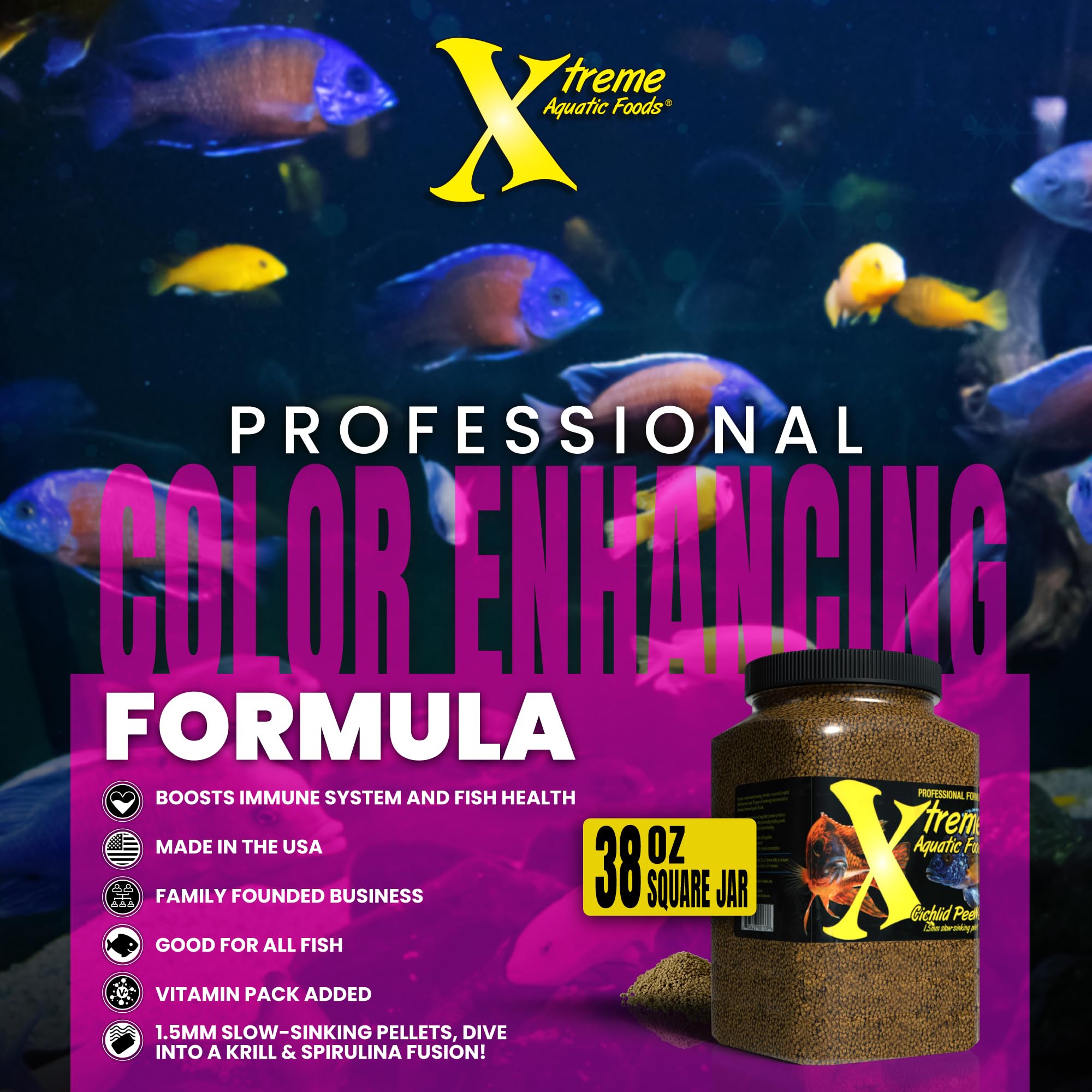 Xtreme Cichlid PeeWee promotes vibrant colors in cichlids