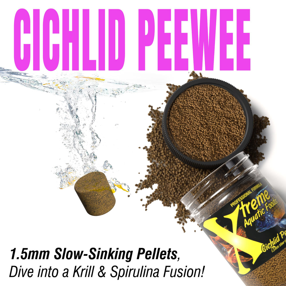 Daily feeding routine with Xtreme Peewee Pellets supports steady energy for cichlids.