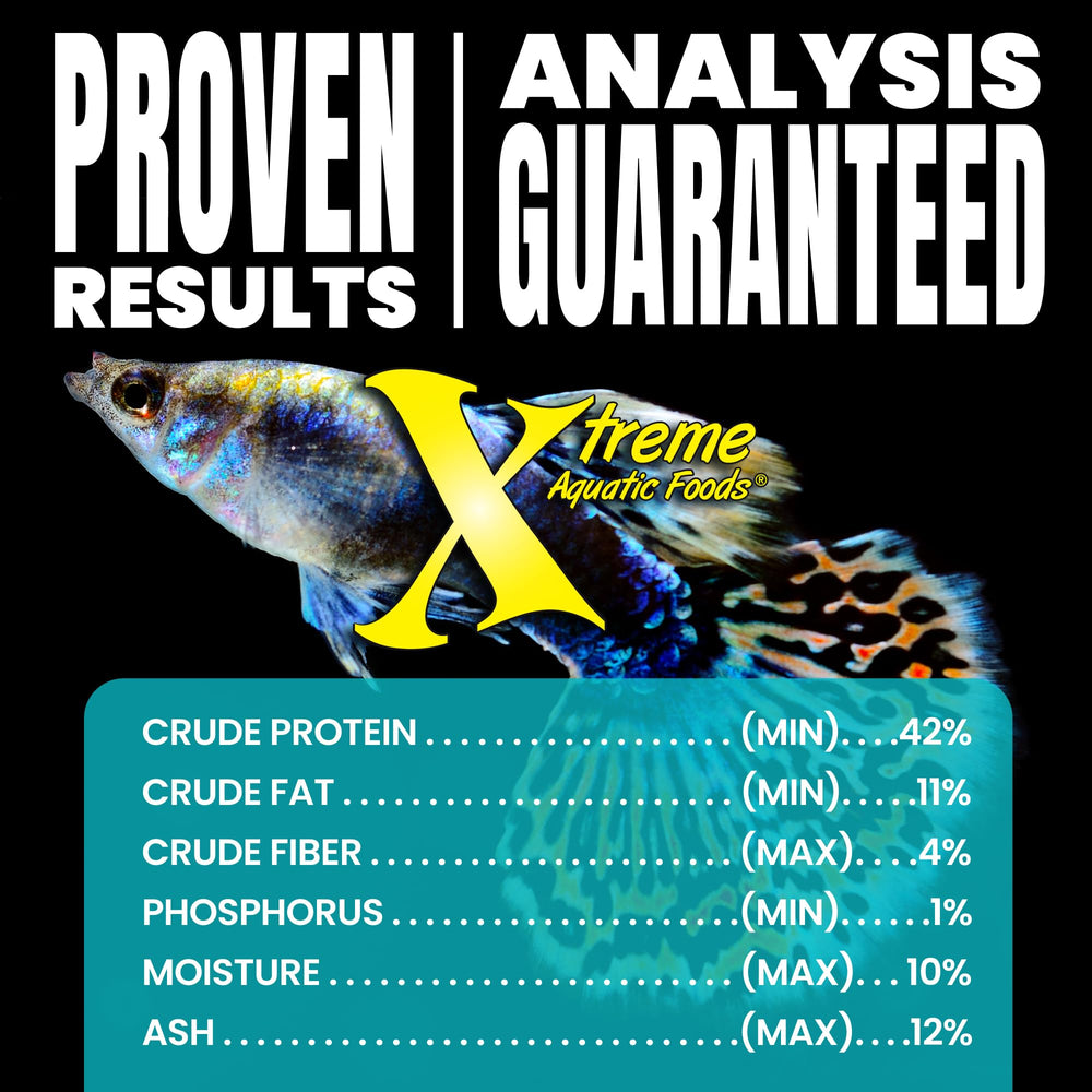 Xtreme Aquatic Foods community-aquarium-setup shows diverse fish enjoying a balanced diet.