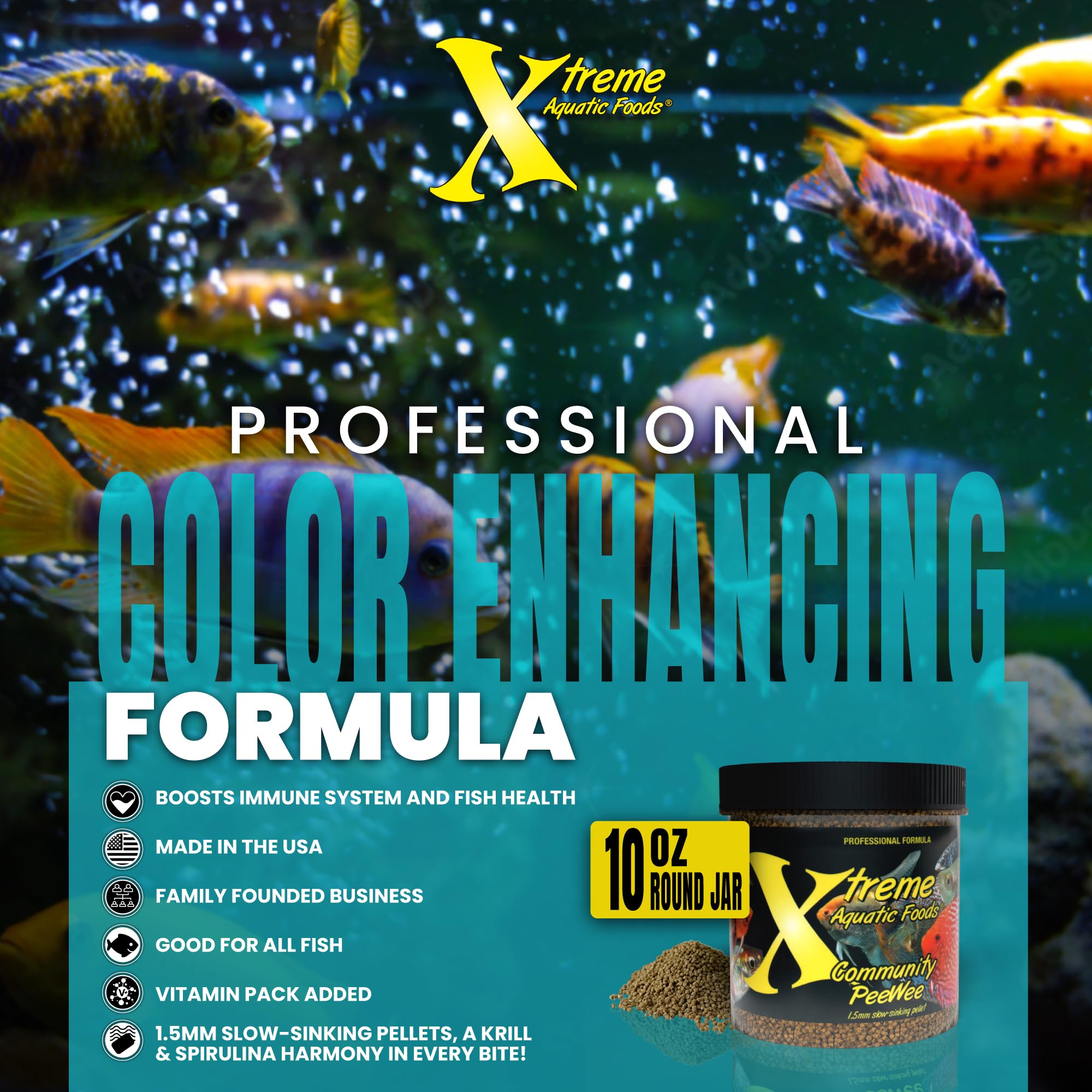 Healthy, active fish after regular PeeWee pellet feeding