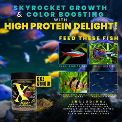 Xtreme Aquatic Foods krill-based formula highlights color enhancement.