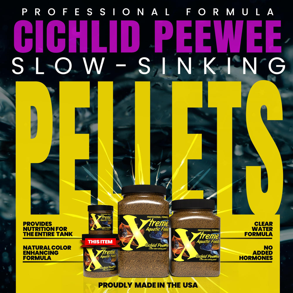 PeeWee pellets packaging front view from Xtreme Aquatic Foods for freshness
