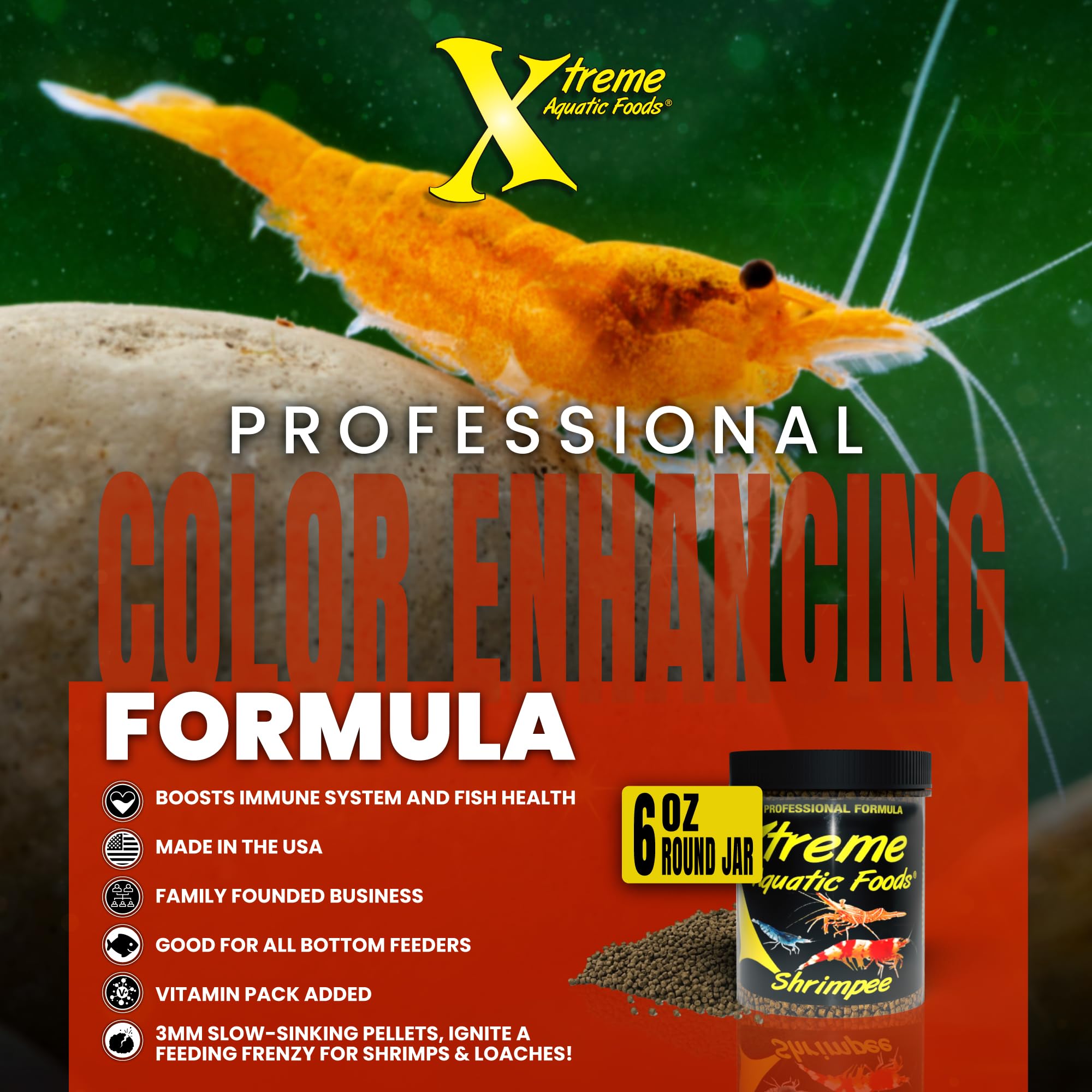 xtreme shrimpee 3mm stick packaging shown, easy to store
