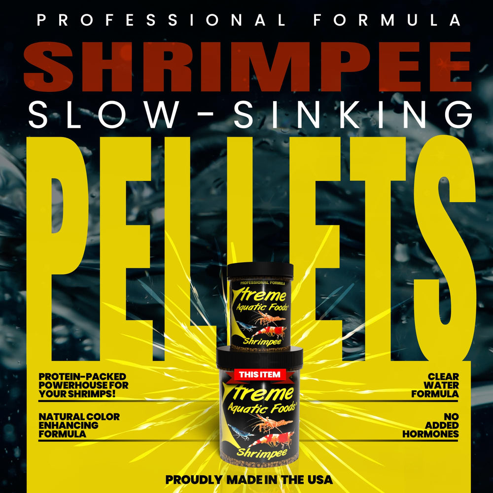 xtreme shrimpee 3mm stick sinking-action shows easy feeding and reduced waste