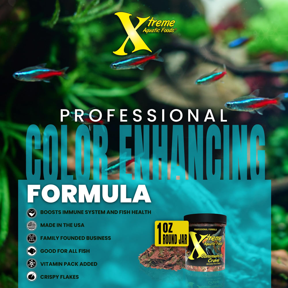 Xtreme Aquatic Foods tropical-freshwater blend in a bowl for community fish.