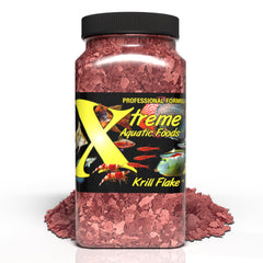Xtreme Krill Flakes packaging shows premium USA-crafted quality for fish feeding