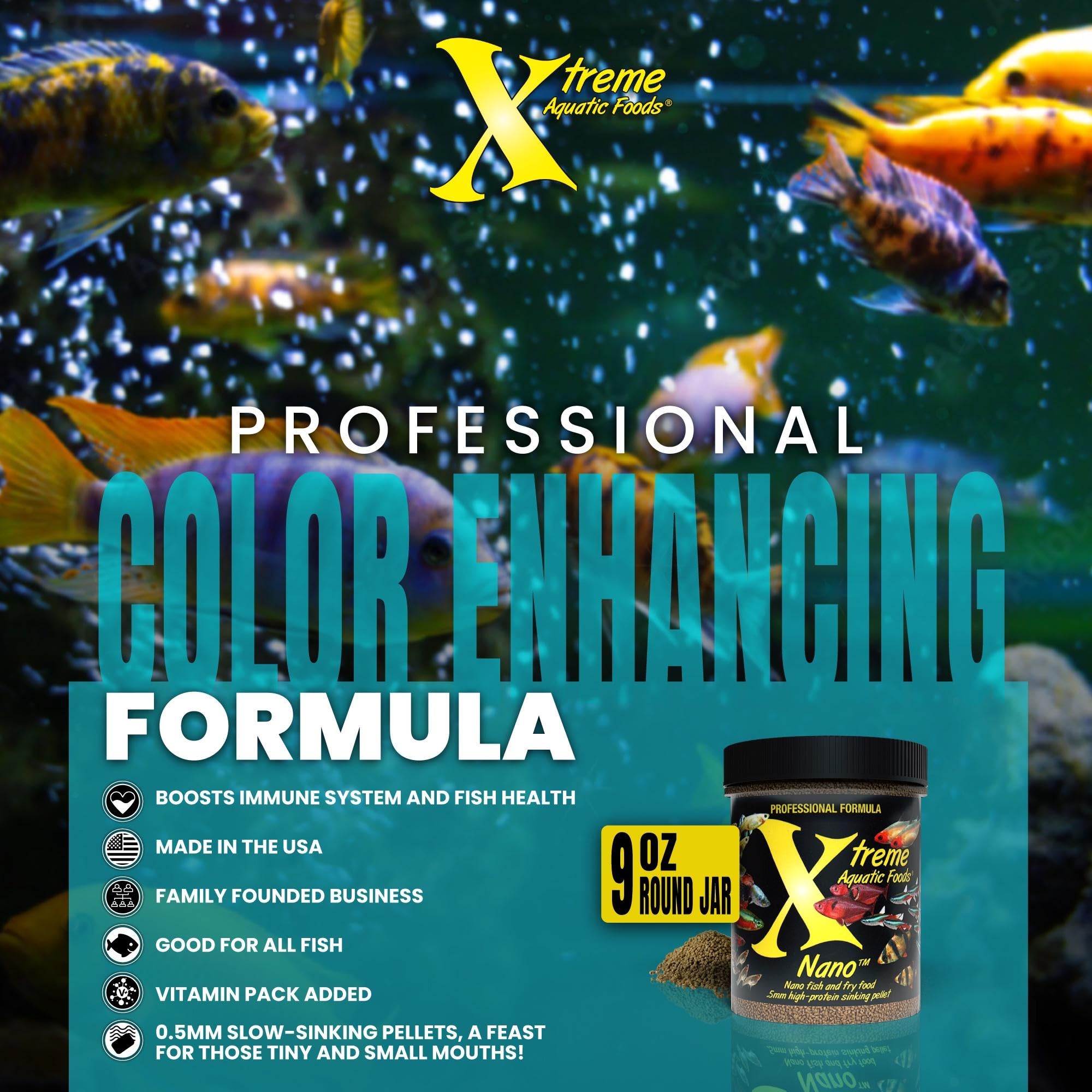 Xtreme Nano pellets easy-digestion closeup with minimal waste in tank