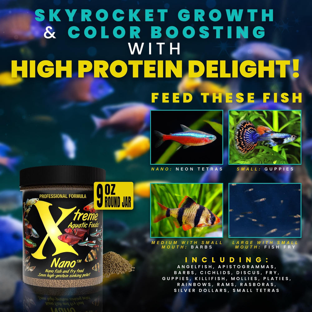 Xtreme Nano pellets krill-formula visual highlight boosting color in tropical fish
