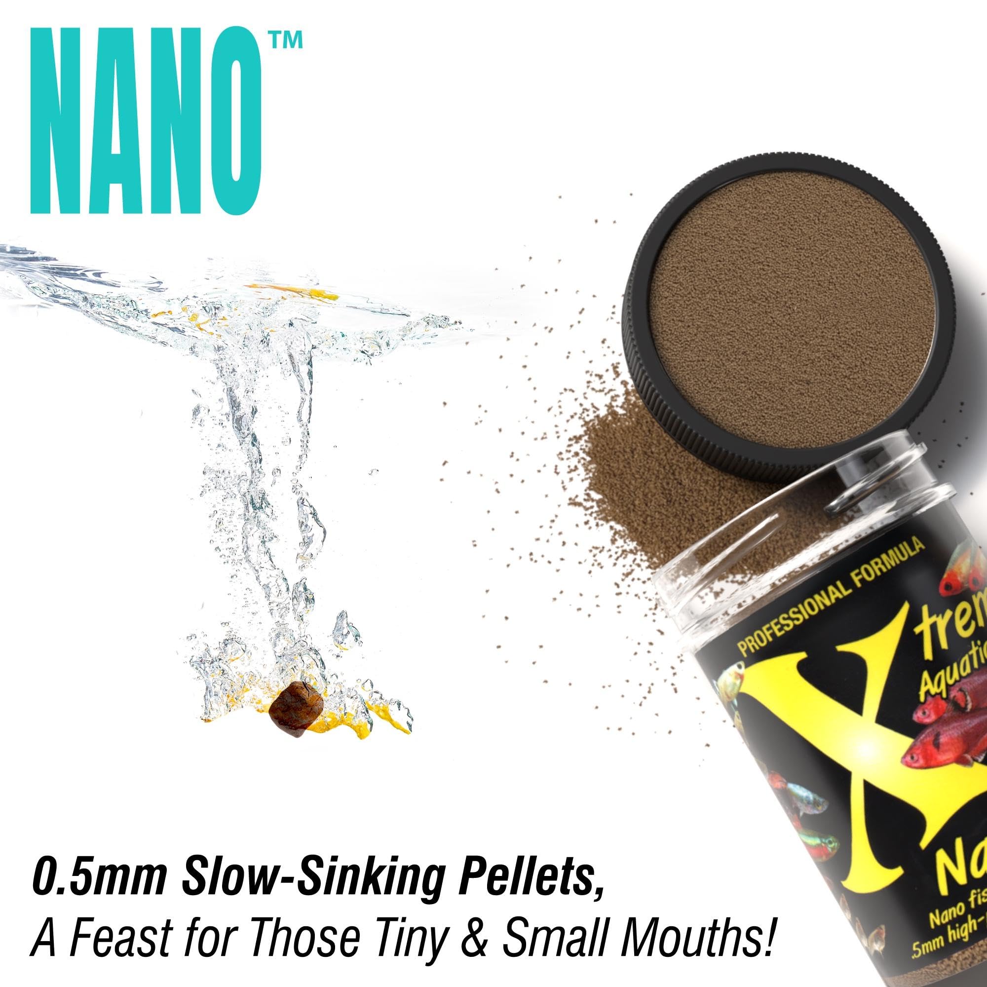 Xtreme Nano pellets protein-rich nutrition ready for tiny aquarium residents