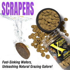 Xtreme Scrapers Wafers ingredients mix peas, shrimp, spirulina.