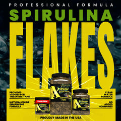 Xtreme Spirulina Flakes serving dish showing easy feeding in a tank.