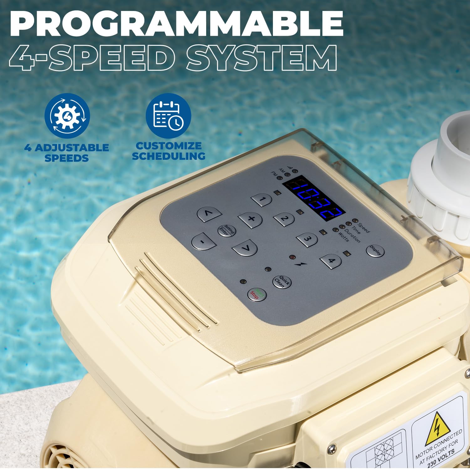 XtremepowerUS pump commercial-grade casing resists corrosion for durable pool operation.