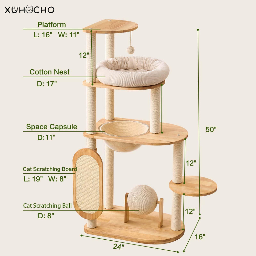Xuhocho Modern Cat Tree sturdy base and platform for stability