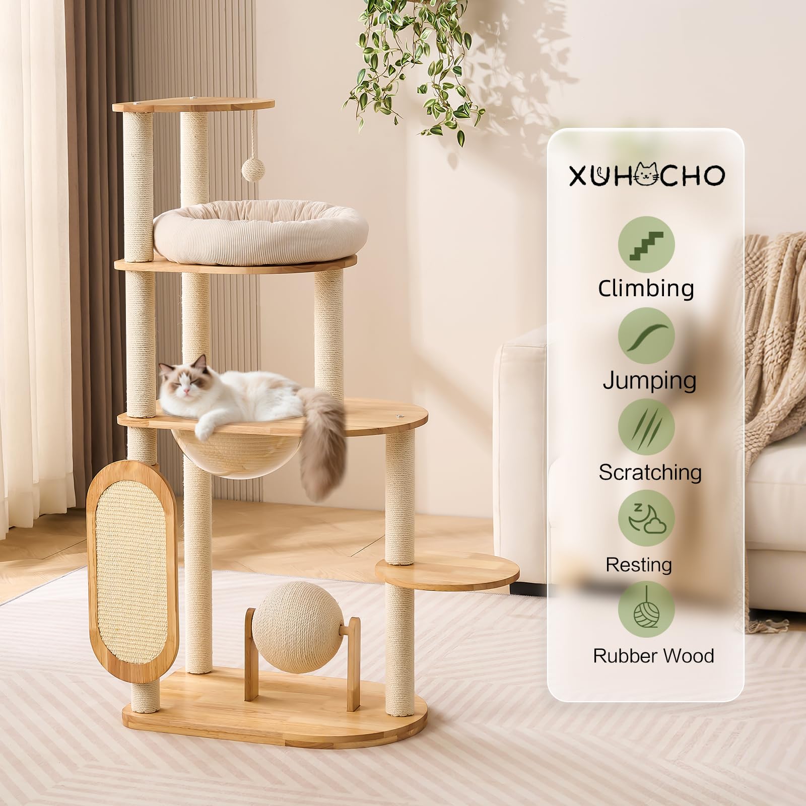 Xuhocho Modern Cat Tree multi-level play area encouraging exercise and curiosity