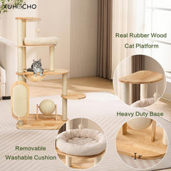 Xuhocho Modern Cat Tree scratching post integrated into the tower