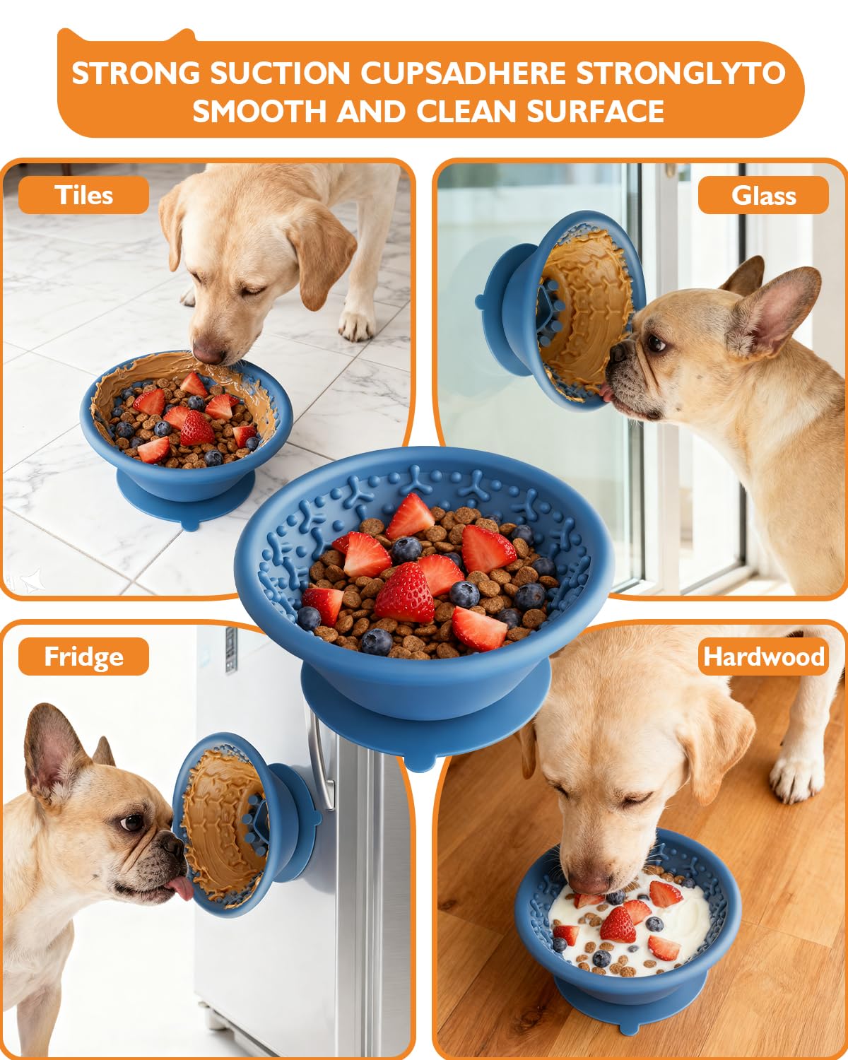XUOEGUZ Non-slip base keeps the bowl steady on floors during vigorous licking.