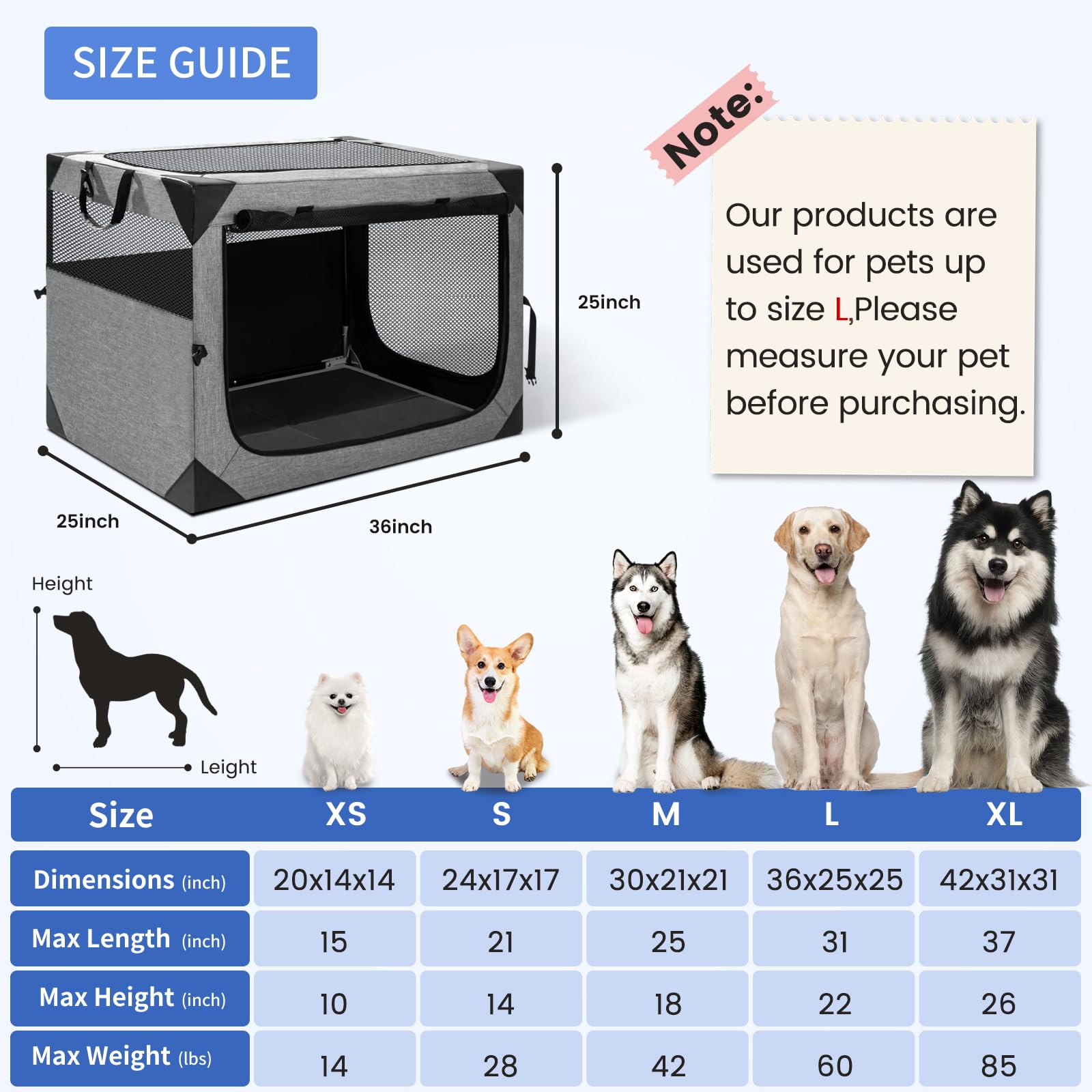 XVISHX multi-door dog crate provides convenient entry from multiple positions.
