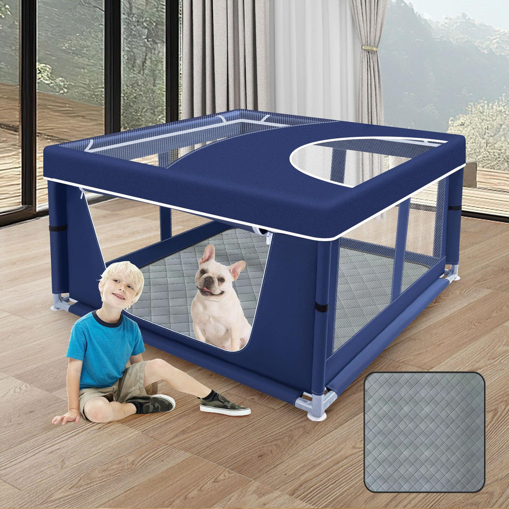 XVISHX puppy playpen cover providing shade and safety outdoors