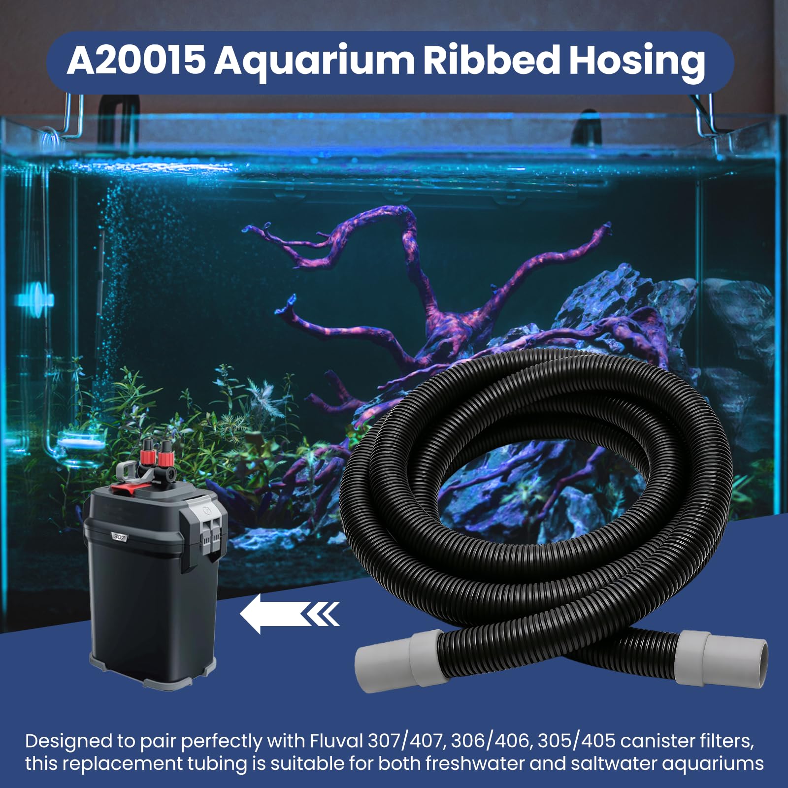 XwaYexa A20015 durable PVC material highlighted for long-lasting aquarium plumbing.