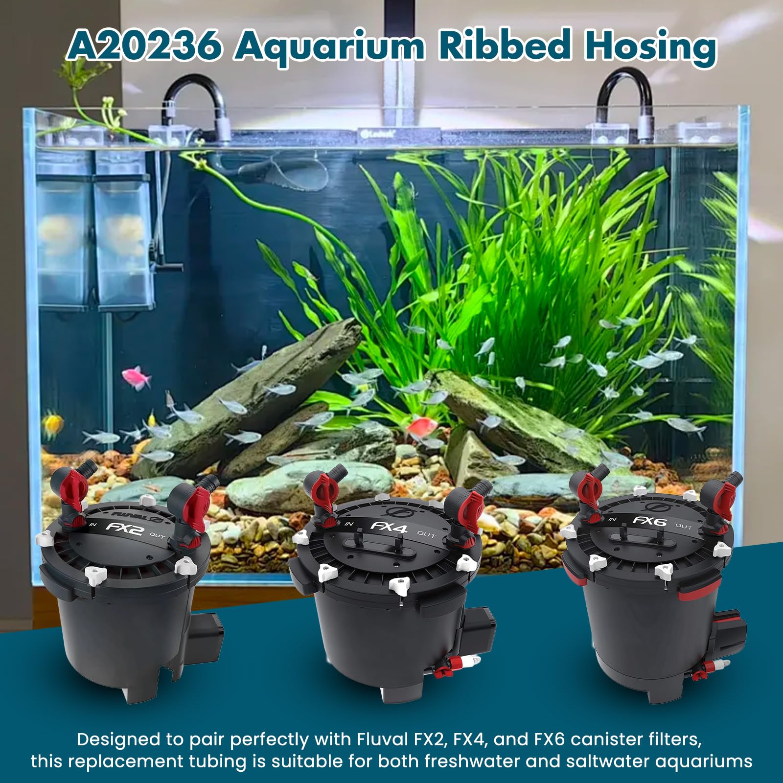 XwaYexa 8.75 ft tubing length suited to flexible aquarium routing.
