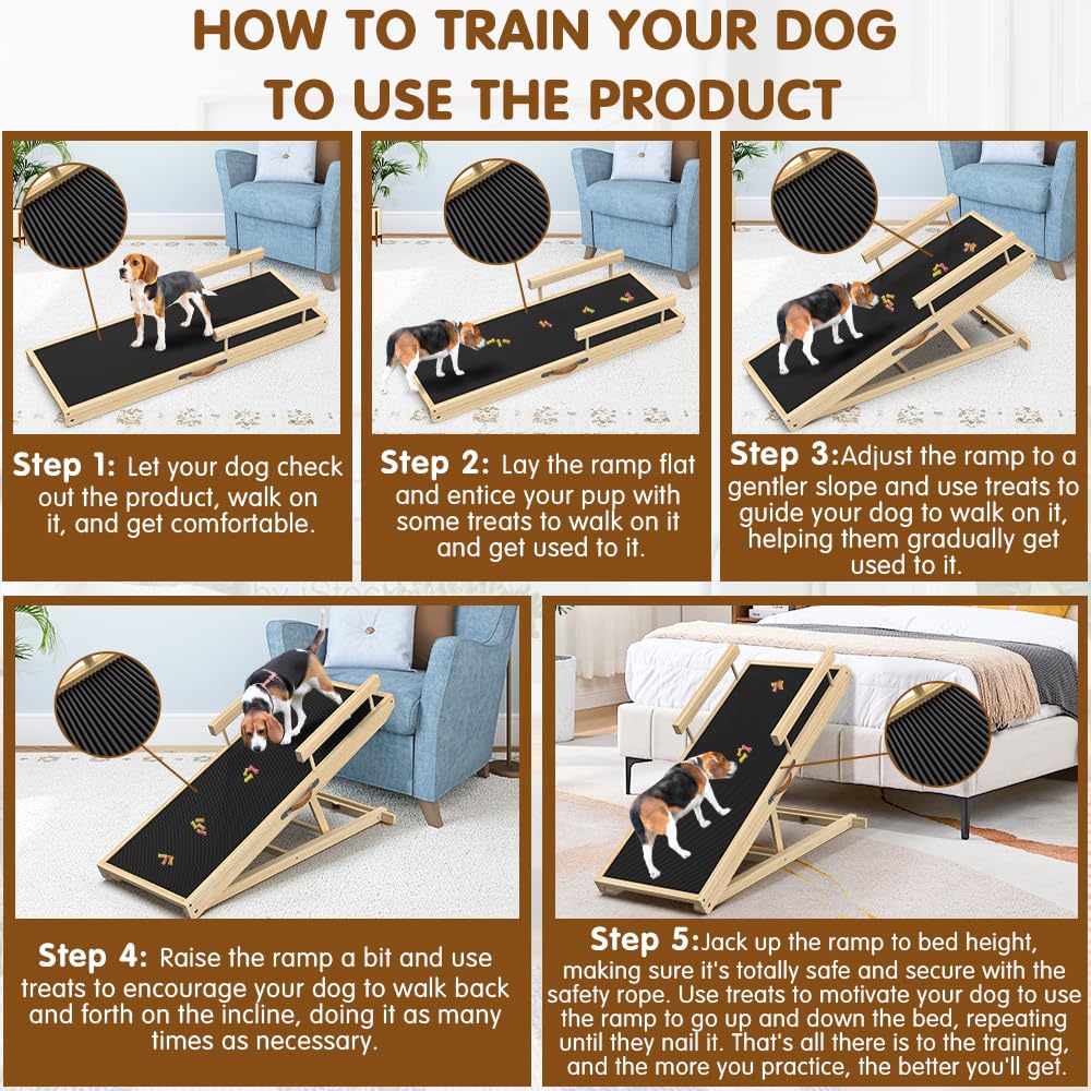 XXBEN dog ramp facilitating easy bed and sofa access for pets