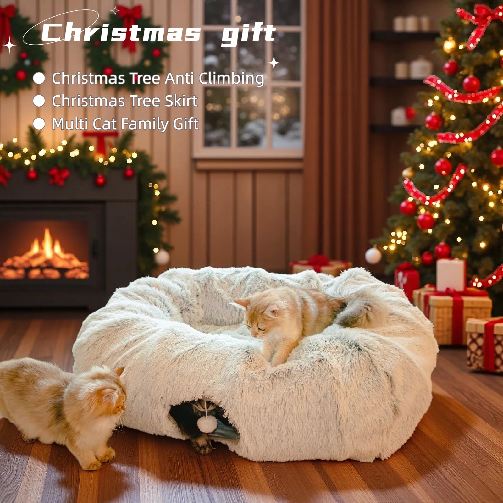XxingSheep cat tunnel bed center mat interior view with cushioned support