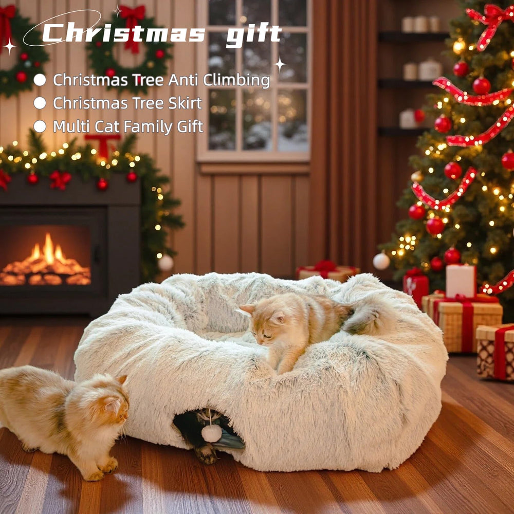 XxingSheep cat tunnel bed center mat interior view with cushioned support