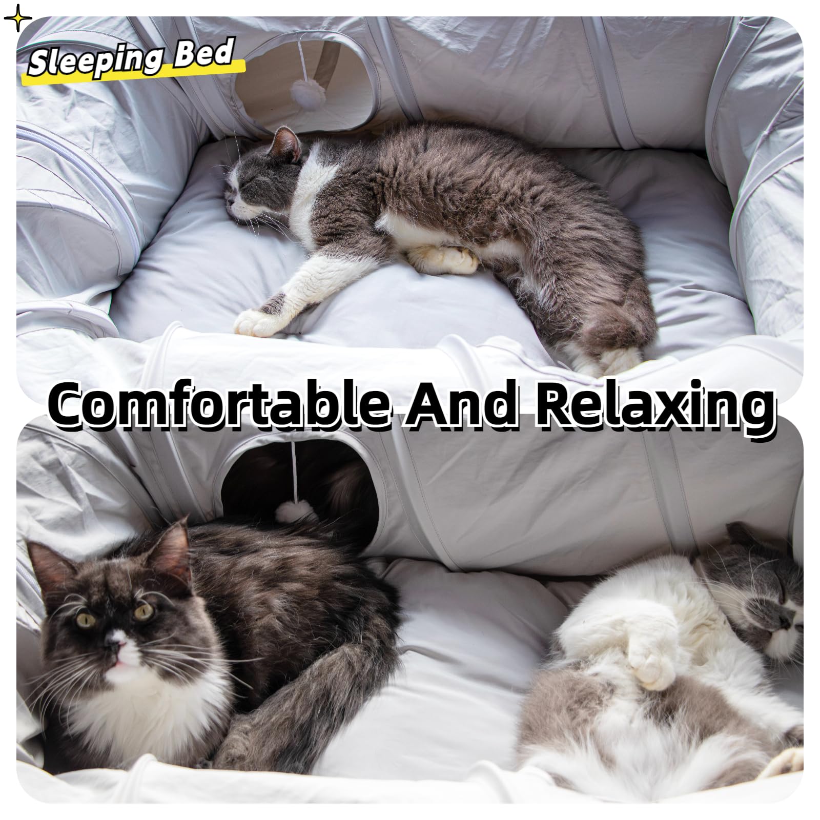 XxingSheep cat tunnel bed center mat offers a cozy resting spot after activity