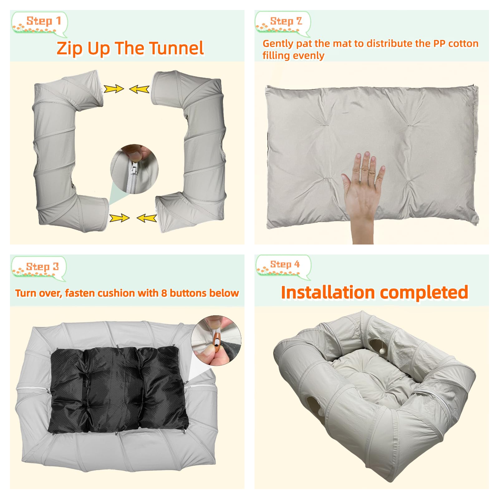 XxingSheep cat tunnel bed cool mat helps hot days stay comfortable
