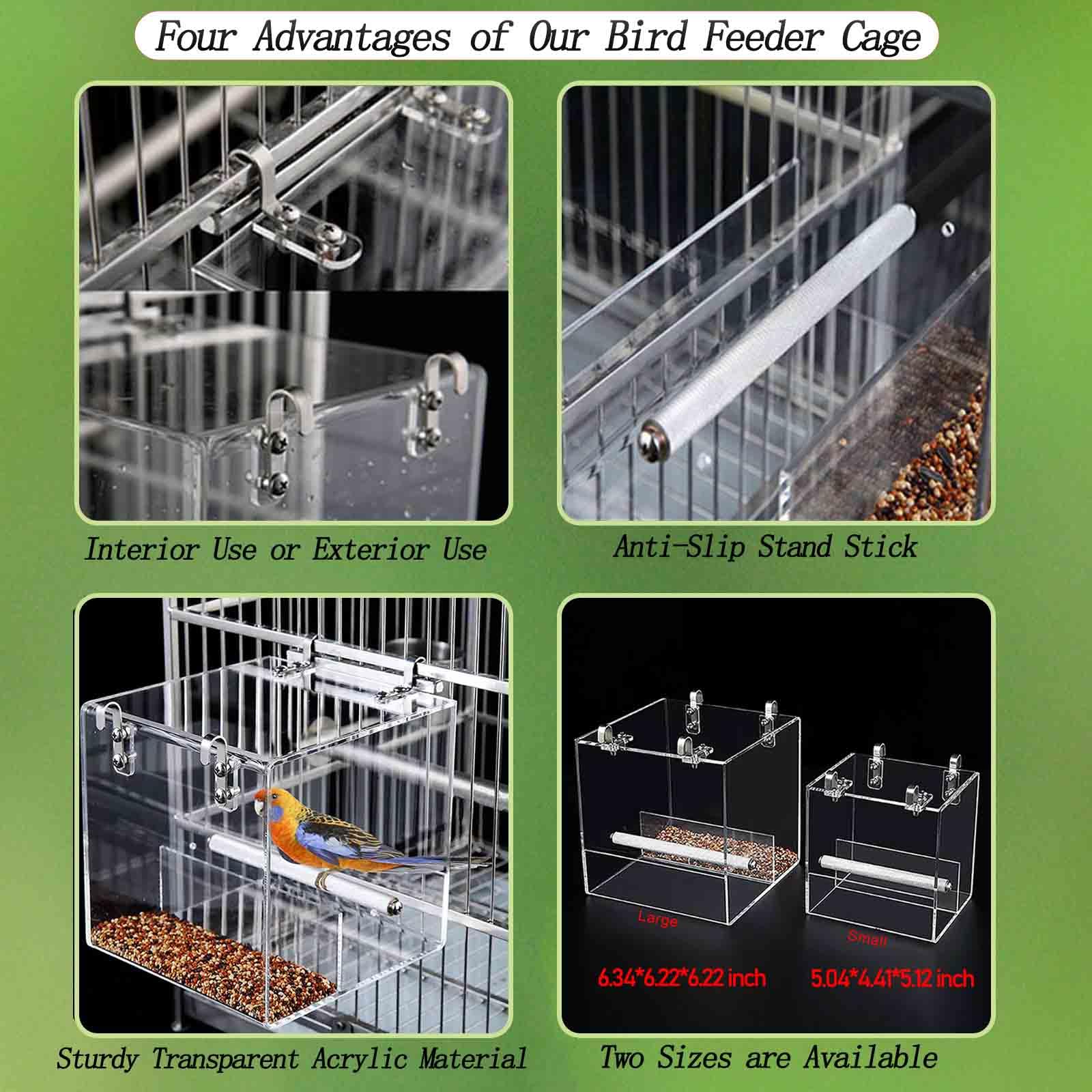Xxmbbjy No Mess Bird Feeder transparent acrylic body for visibility