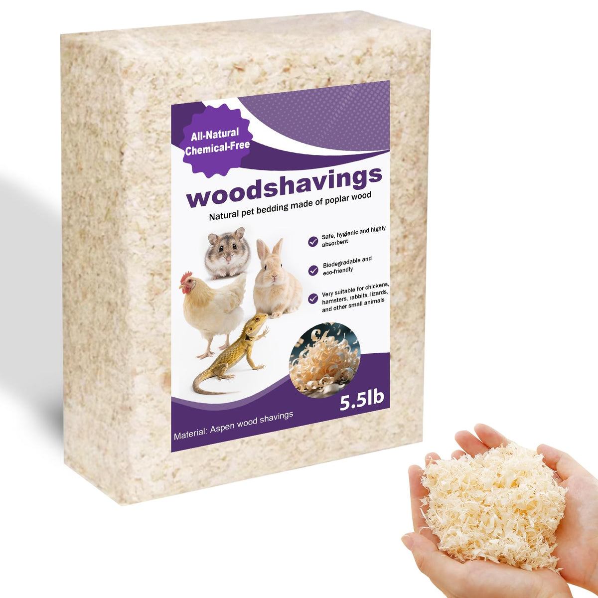 XXYOUPIN natural aspen shavings bag for safe, comfortable small-pet bedding with low-dust performance.