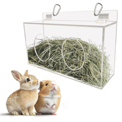 Xymoso acrylic rabbit hay feeder with lid keeps hay tidy and fresh for daily nibbling