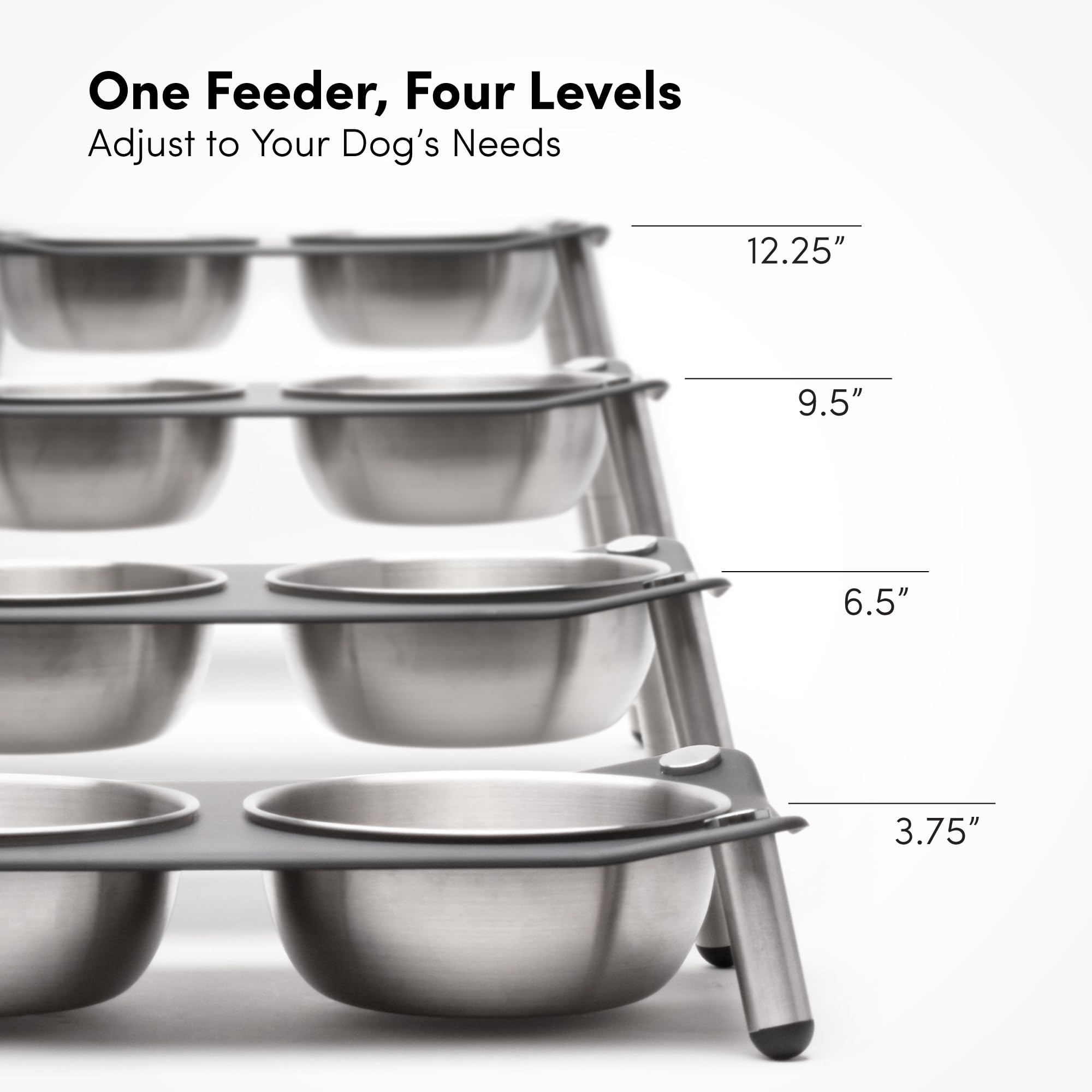 xympo height-adjustable-legs support a comfortable dining height for growing dogs